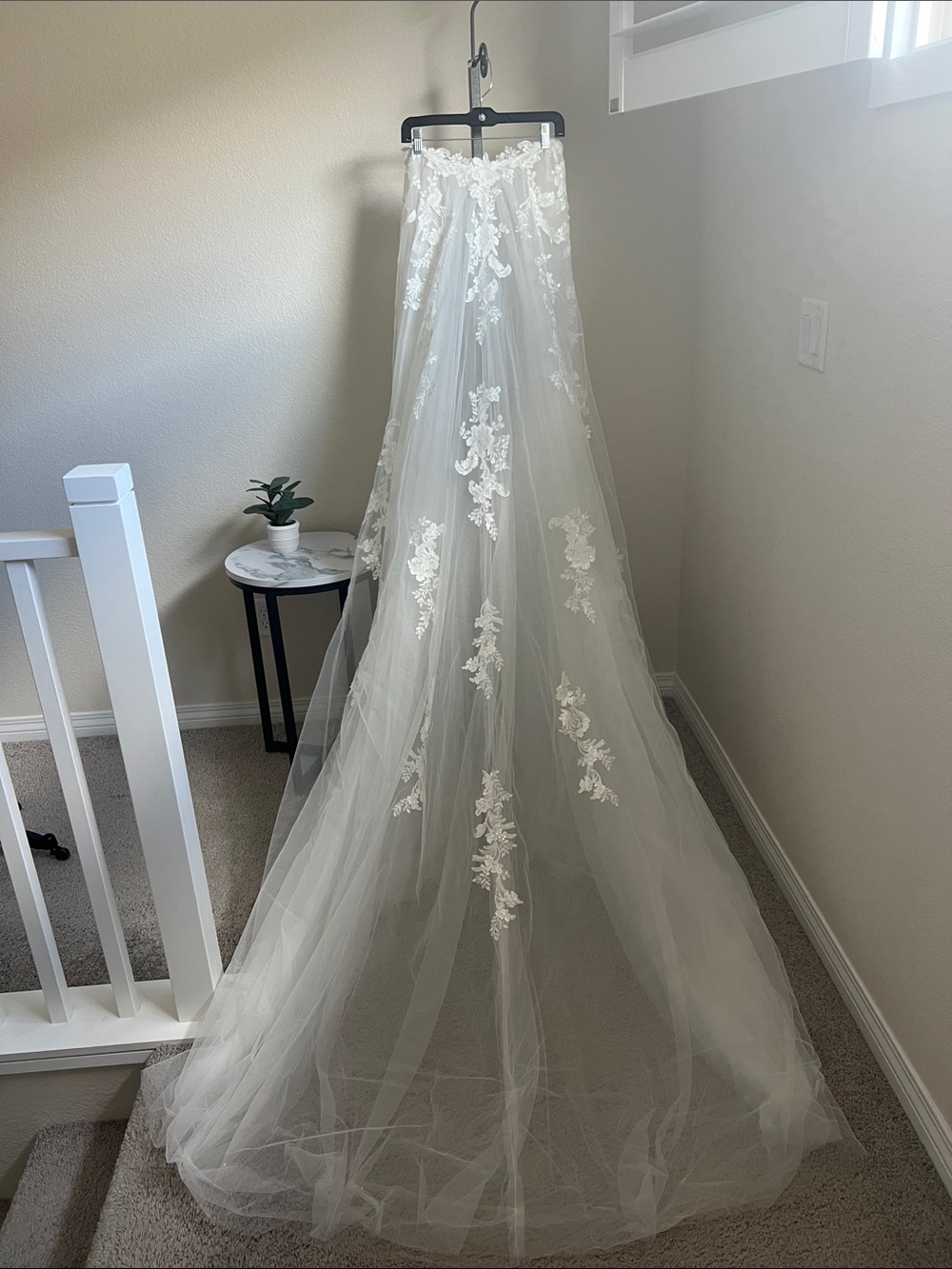 Mori Lee White Lace Applique Chapel Veil